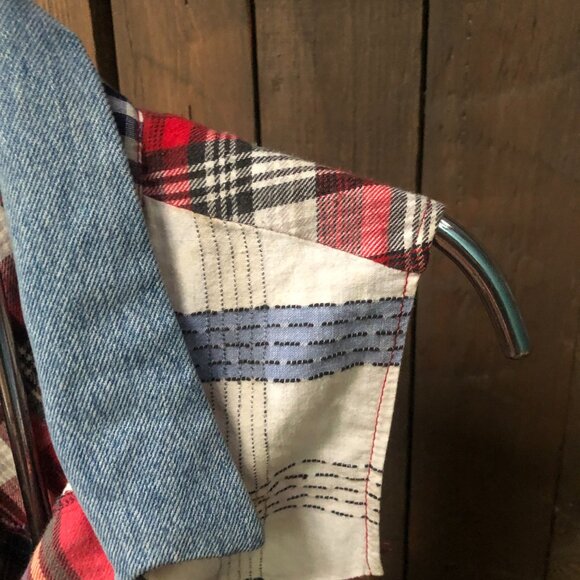 Vintage Handmade Patchwork Top , Tie Up Plaid Top Size Small - Picture 6 of 10